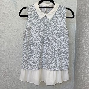 Collared Leopard Tank Top